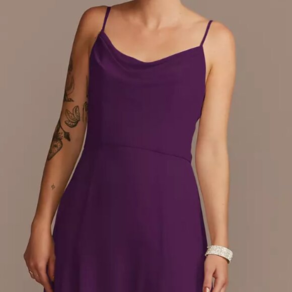 David's Bridal Bridesmaid Dress - Style #F20235 - Color: Plum - Size: 14 - Picture 1 of 6